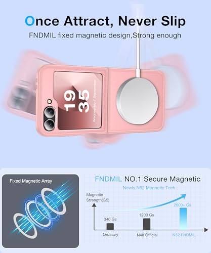 Image of NO.1 Magnetic for Samsung Galaxy Z Flip 6 Case Compatible with MagSafe [Military Grade Drop Tested][Translucent Matte][Anti-Fingerprint] Soft Silicone Bumper for Samsung Flip 6 Case Slim,Pink