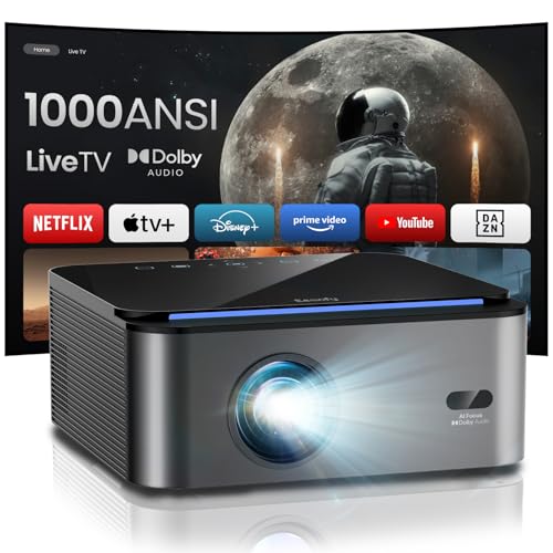 41XqA6ATK7L Vidéoprojecteur【1000ANSI/Netflix Officiel】Videoprojecteur 4K WiFi Bluetooth Dolby App Intégrée Projecteur Video 1080P Auto Focus/Keystone Live TV 4K Supporté Ares A2 Rétroprojecteur Smart pour PC/PS5