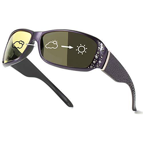 IGnaef Gafas de visión nocturna fotocromáticas para mujer, para conducción, polarizadas antideslumbrantes, seguridad nocturna, lluvia y equitación