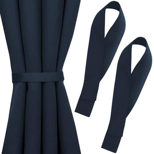 Blumtal alzapaños Cortinas Opacas x2 - sujeta Cortinas Blackout 7x25 cm - Lavable Recoge Cortinas Salon Opacas - Abrazaderas Cortinas Dormitorio - alzapaños para Cortina Opaca y termica - Azul Marino