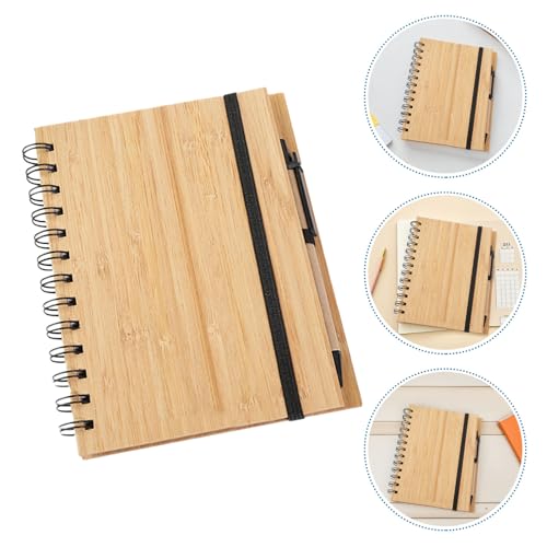 Cahier à spirale ligné couverture bambou 70 pages et ensemble stylo
