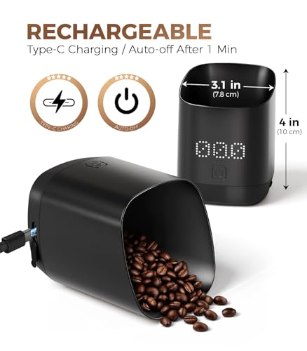 Image of Atogou Coffee Bean Scale, Coffee Dosing Cup with LED Display, 0.1g /0.01oz, Accurate Dosing, IPX4 Waterproof, USB Charging, Grams and Ounces, Perfect for Pour-Over & Espresso, Black