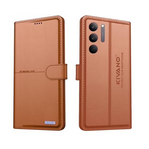 Image of Compatible for Realme Narzo 80X 5G / Realme P3X 5G / Realme 14X 5G Flip Cover | Leather Finish | Inside Pockets & Inbuilt Stand | Shockproof Wallet Style Magnetic Closure Back Cover Case