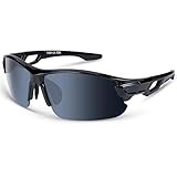 BEACOOL Polarized Sports Sunglasses for Men Women Youth Baseball Fishing Cycling Running Golf Motorcycle Tac Glasses UV400 (GlossyBlack Grey)