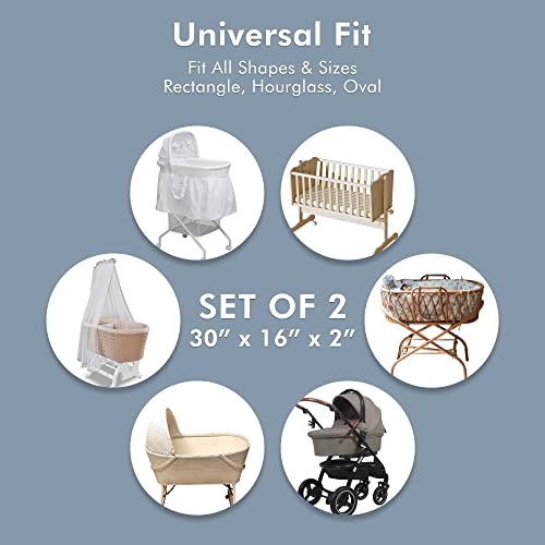 Jersey Knit Bassinet Sheet Set, Suitable For Cradles And Moses Baskets, Fitted Stretch, Fits Most Mattresses And Pads, Soft Material, For Boys And Girls, 30" X 16" X 3", Denim, 2 Pack #TOP2