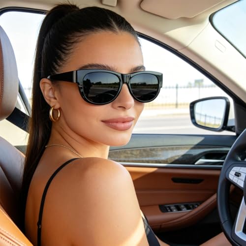 Image of HAOLOTA Sunglasses that Fit-Over Glasses Women Polarized, Trendy Cat Eye Sunglasses Wear Over Glasses, UV Protection