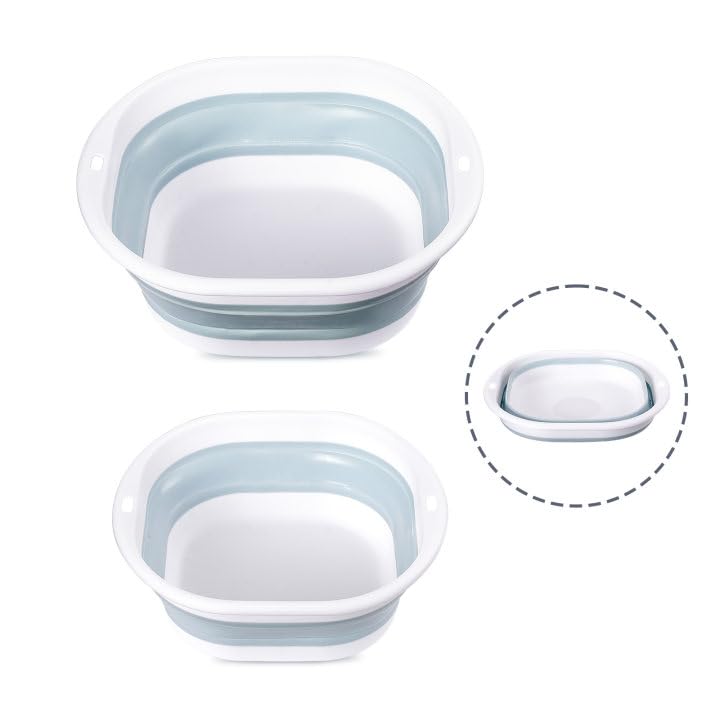 Cretosou 2 Piezas Cuenco Portátil Lavabo Plegable Camping, Cuenco Plegable Fregadero Plegable Barreño Multifunción, Lavavajillas Plegable para la Cocina Camping Senderismo Pesca Barreño Plegable