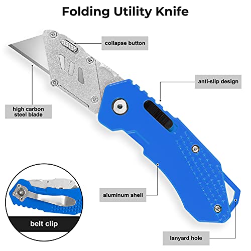 Diyself 3-Pack Box Cutters, Folding Utility Knife Cutter For Carpet, Cardboard, Box, Extra 30 High Carbon Steel Blades Included, Box Cutter Knife For Work, Household, Camping, Hiking (3 Orange) #TOP1