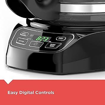 BLACK+DECKER CM1110B Programable 12-Cup Coffee Maker, Easy Pour, Non-Drip Carafe with Removable Filter Basket, Black