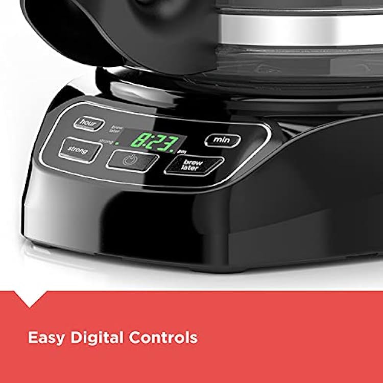 BLACK+DECKER CM1110B Programable 12-Cup Coffee Maker, Easy Pour, Non-Drip Carafe with Removable Filter Basket, Black