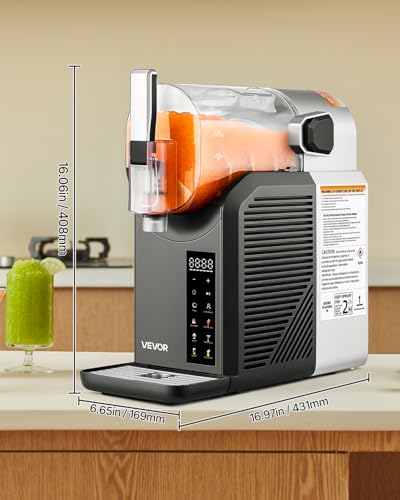 VEVOR Home Slush Machine 2L No Ice Needed with Self Cleaning 200W Frozen Drink Maker 304 Stainless Steel 6 Preset Programmes for Frozen Margaritas Frappés Milkshake