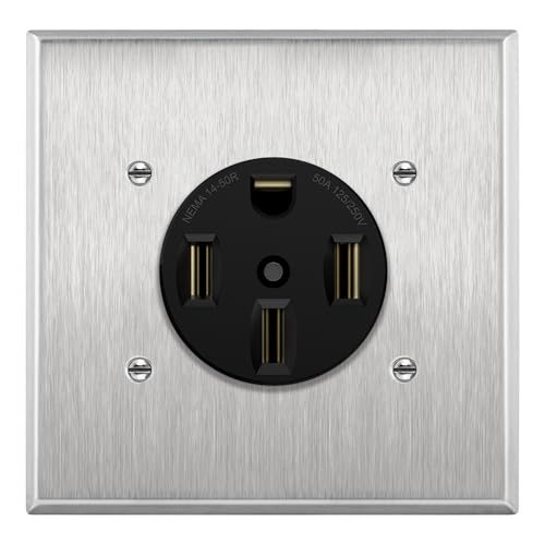 Image of ENERLITES 50A Receptacle Outlet, NEMA 14-50R, Black with Wall Plate