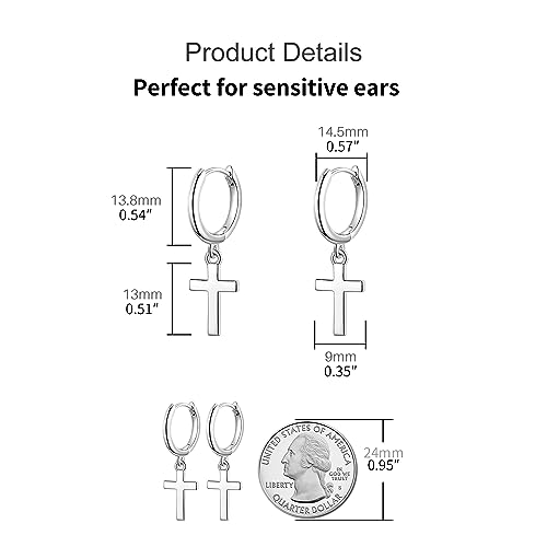 Silver Dangle Hoop Earrings for Women Girls Butterfly Cross Heart Spike Star Earrings Small Huggie Hoop Earrings Hypoallergenic Hoop Earrings Jewelry Gifts4