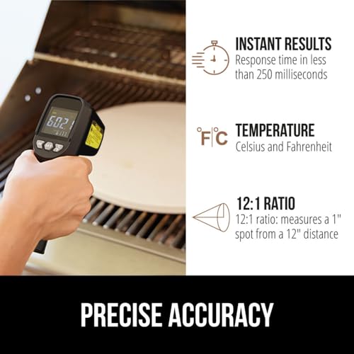 GORILLA GRIP Infrared Thermometer Gun, Meat Grill Temperature Thermometers for Cooking Pizza Oven Griddle, -58°F to 1076°F, Digital Food Temp Reader, Instant Read Laser Adjustable Emissivity, Black