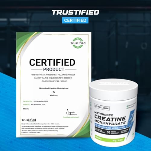 Image of Wellcore - Pure Micronised Creatine Monohydrate | Kiwi Kick (307g, 83 Servings) | Rapid Absorption | Enhanced Muscle Strength & Power | Fast Recovery | Increased Muscle Mass