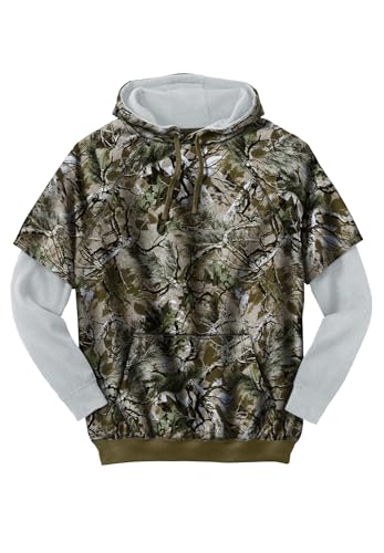 Boulder Creek by KingSize Men's Big & Tall Tall Thermal-Lined Layered Look Hoodie