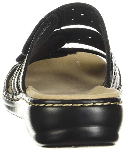 Clarks Womens Leisa Cacti Slide Sandal, Black Leather, 8.5 Wide Us #TOP2