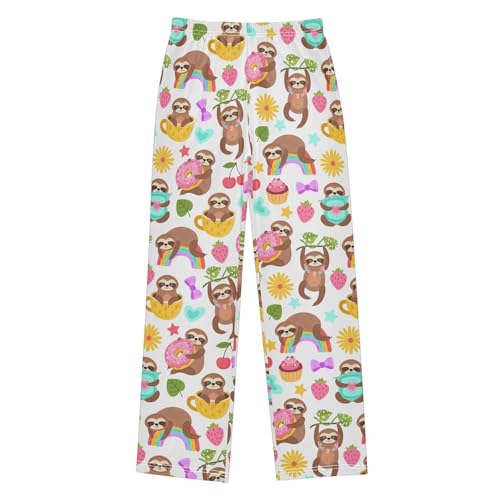 ZZXXB Sloth Donut Fruits Boys Long Pants Soft Trousers Elastic Waist Kids Lounge Bottoms with Pockets S-XL - Main Image