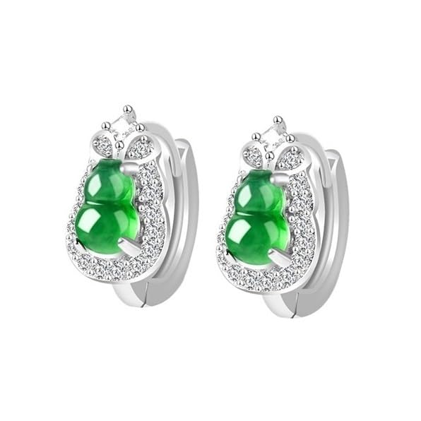 Jade argent 925 boucles d'oreilles huggie en cerceau pour illuminer vos tenues