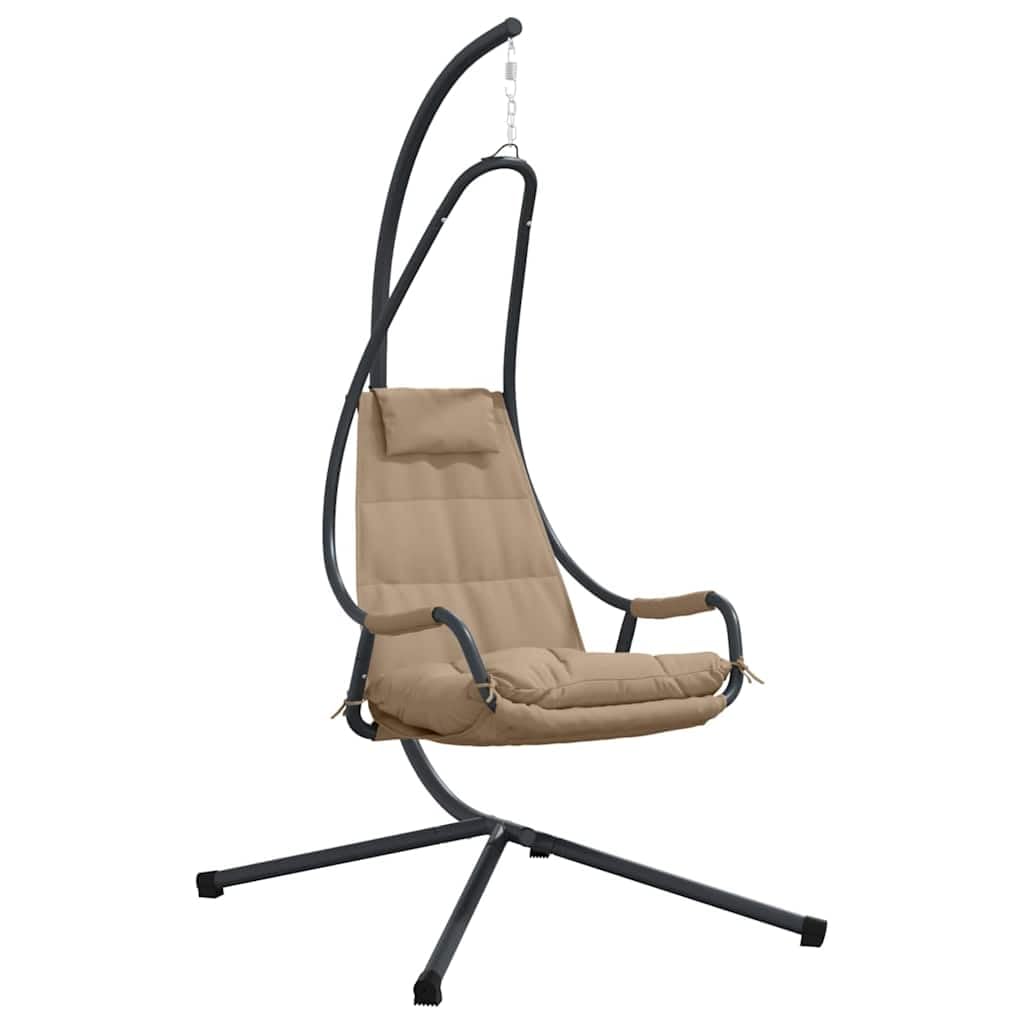 Fauteuil suspendu avec cadre - Pour jardin, balcon et intérieur - Pliable - Taupe - 94 x 107 x 196,5 cm - Cadre en acier