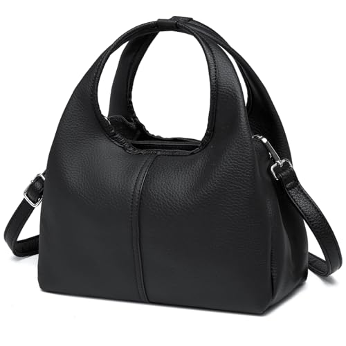 MYHOZEE Bolsa tiracolo pequena para mulheres, bolsa de couro, moderna, alça superior, bolsa de grife, Preto