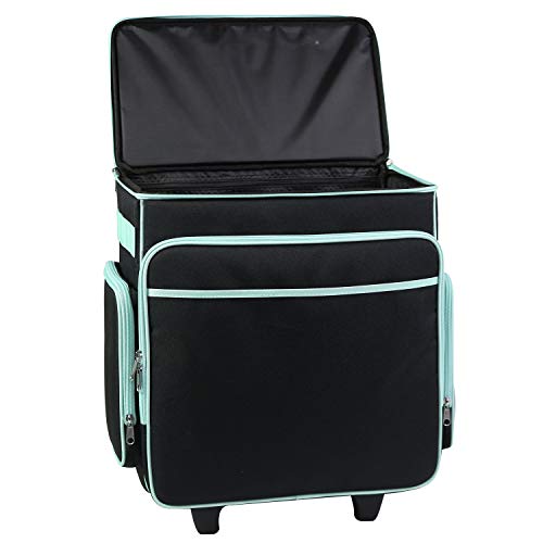Everything Mary Rolling Craft Bag, Black & Teal - Papercraft Tote With Wheels For Scrapbook & Art Storage - Organizer Case For Iris Boxes, Supplies, And Accessories #TOP7