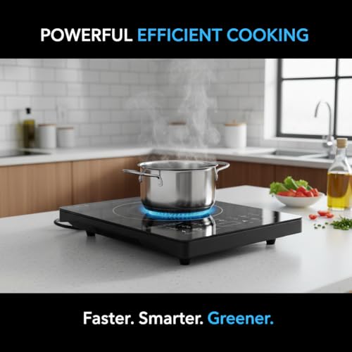 Image of Exxelo 10 Year Warranty 2000W Induction Cooktop with Touch Control, Digital Display, Preset Cooking Modes, Energy Efficient Electric Stove, Portable Induction Cooker for Home Kitchen Fast Heating