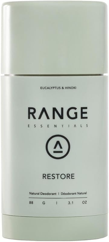 Desodorante em bastão Range Essentials Restore, Eucalyptus Hinoki, sem alumínio, 88 g