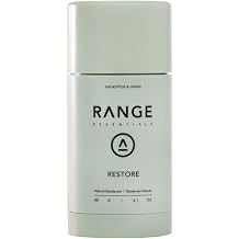 Range Essentials Restore Natural Deodorant, Eucalyptus Hinoki, Aluminum-Free, Extra Strength, Mini Travel Size, Long-Lasting Odor Control, Hyaluronic Acid, Aloe Vera, Portable, Stick, 88g 3.1oz