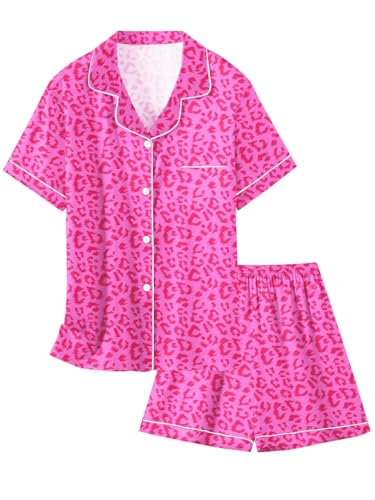 Image of Girls & Womens Satin Pajamas Set, Silk Button-Down Sleepwear 2 Piece Nightwear, 3 Years - Women XXL