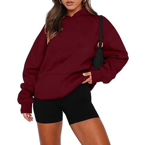 onlypuff Women Pullover Hoodies Long Sleeve Kangaroo Pocket Fleece Basic Sweatshirt