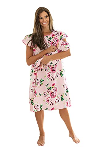 Baby Be Mine Mommy and Baby Set and Matching Labor & Delivery Maternity Hospital Gown Gownie Maternity, Hospital Bag Must Have, Best (Amelia, L/XL pre Pregnancy 10-16)