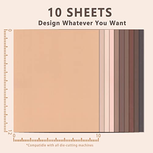 Image of Tintnut Skin Tone Heat Transfer Vinyl,10 Sheets 12x10in Iron on Vinyl | Neutral earthy tone PU HTV sheets,easy cut & weed,stretch washable,works with iron & heat press for handmade crafts