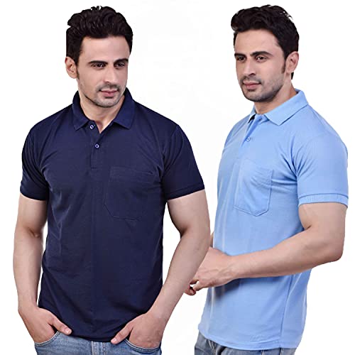 Image of SMAN Men's Polo T-Shirt Regular Fit Half Sleeve Multi Color Combo Pack of 2