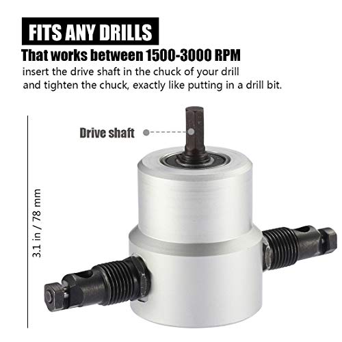 Nibbler Cutter Drill Attachment Double Head Metal Sheet- Wrench and Parts,Tool Black Set