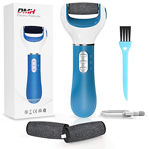 Electric Foot Scrubber, Foot Callus Remover Kit Rechargeable File Pedicure Tools Portable Electronic Foot Care Feet File 2 Speed Wet & Dry Foot File for Dead Hard Cracked Dry Skin (Blue)