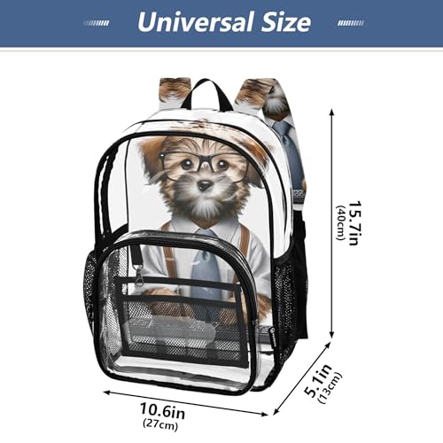 Kids Backpack for Girls Puppy Terrier Worker Dog Travel Clear Backpack Floral Approved See through Bag4