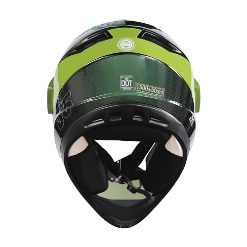 Image of Royal Enfield Escapade Chequer ISI and DOT Certified Offroad Riding Motorcycling Helmet Light Green (M) 57 Cm