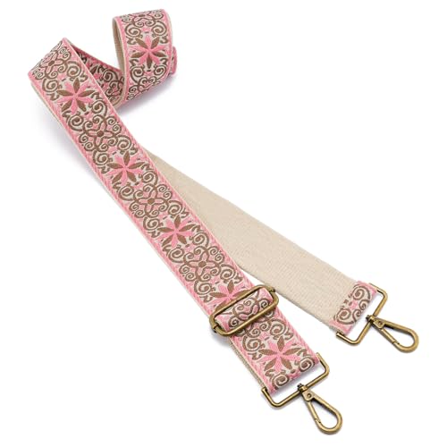 Image of ZOOEASS Bronze Buckles Purse Strap, 2 inch Wide Crossbody Handbag Strap Adjustable Replacement Shoulder Strap Vintage Embroidery