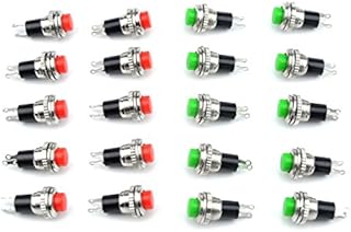 WMYCONGCONG 20 PCS Momentary SPST Metal Push Button Switch 10mm AC 125V 5A, AC 250V 6A Red Green Cap