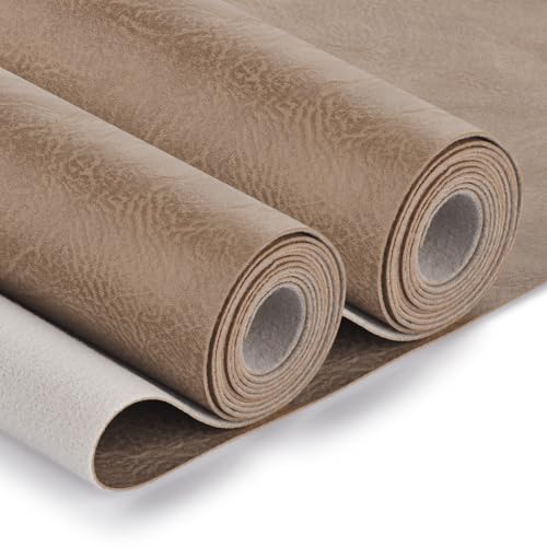 Faux Leather Fabric, Soft Synthetic PU Fabric Material, Thick Durable Synthetic Repholstery Leather Vinyl, Soft Touch Distressed DIY Crafts, Upholstery - Individual 1 Yards Cut 36" x 54"- Mushroom
