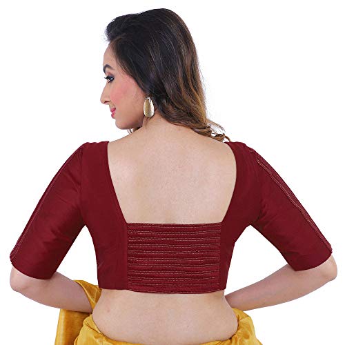 Image of RENE Women's Cotton Solid Half Sleeve Blouse /Choli