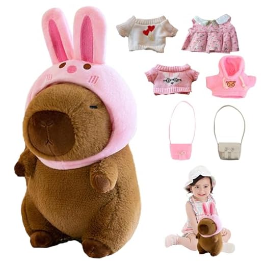 Yesmoyhe Capybara Peluche con Ropa y Accesorios, Juguete Interactivo de Capibara, Carpincho Vestir