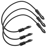 LALADEFIEE Elastische Gummiseile mit Haken Schwarz 4mm 30cm 3 Stück Praktische Befestigungsschnur für Yacht und Motorboot Outdoor Am Steg