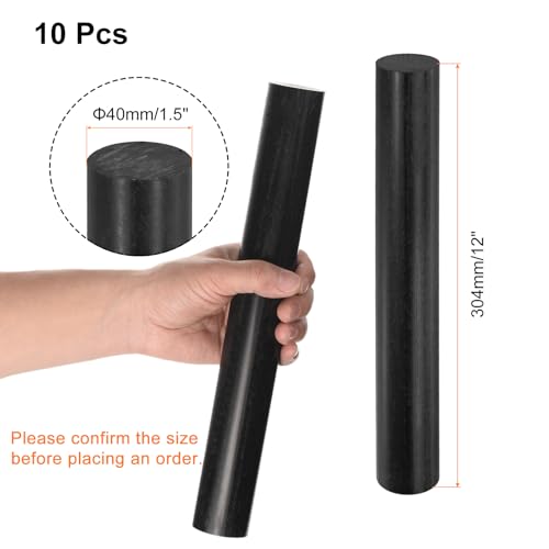 Image of uxcell 10 Pcs Black Plastic Rods 40 x 304mm ABS Styrene Round Stick Round Solid Bar DIY Model for DIY Toys Building Making Architectural Model Making
