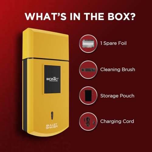 Image of Ikonic Professional Electric Shaver, Ultra Thin, Cordless, Rechargeable Men's Travel Razor for Face Care, Beard for Salon Professionals, Barbers and Salon-Like Shave at Home - Yellow