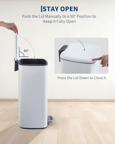 Basurero cuadrado GarveeHome 8 gal acero inoxidable miniatura 6