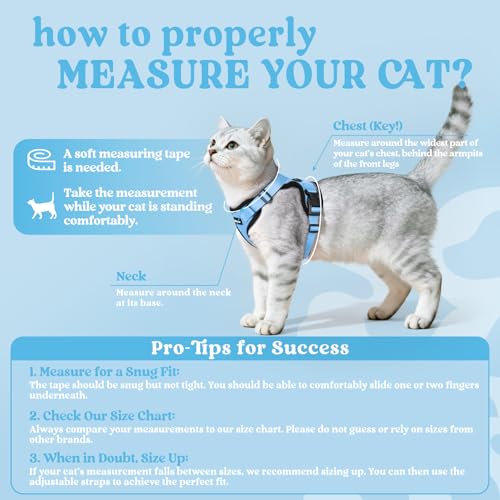Image of rabbitgoo Cat Harness and Leash Set, Escape Proof Vest, Light Blue