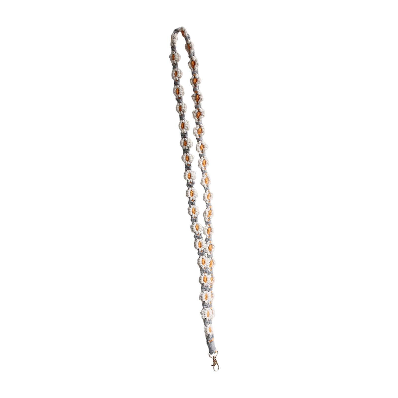 Porte-clés macramé anti-perte pour téléphone portable et badge d'identité