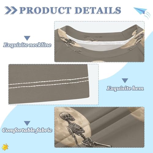 Boys Short Sleeve T-Shirts Moon Skull Skeleton Rashguard Kids Swim Shirts Sun UPF 50+3